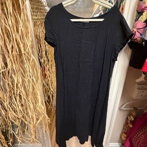 bryn Walker Deep Navy Short Sleeve Midi Dress